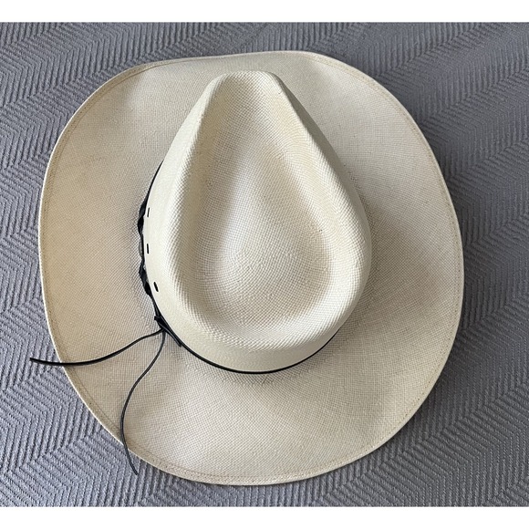 Vintage Bailey Cowboy Hat Western 7 5/8 61 Shantung Panama Straw U-Rollit USA - Picture 4 of 16